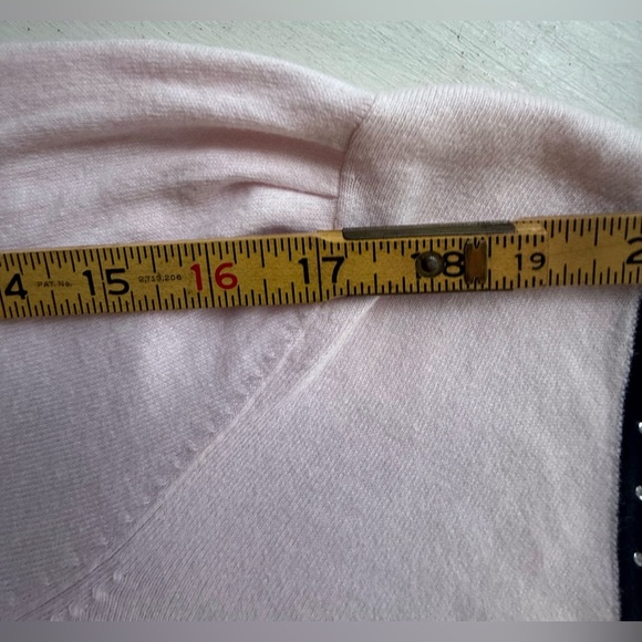 Designers Originals blush pink black button-down cardigan sweater polka dots bow - Picture 10 of 11